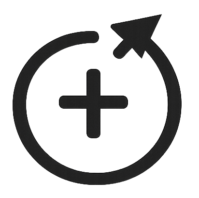 Symbol mit Pluszeichen und Pfeil für Garantie und zusätzliche Sicherheit