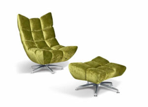 Gr&uuml;ner Bretz Cloud 7 Loungesessel mit passendem Hocker